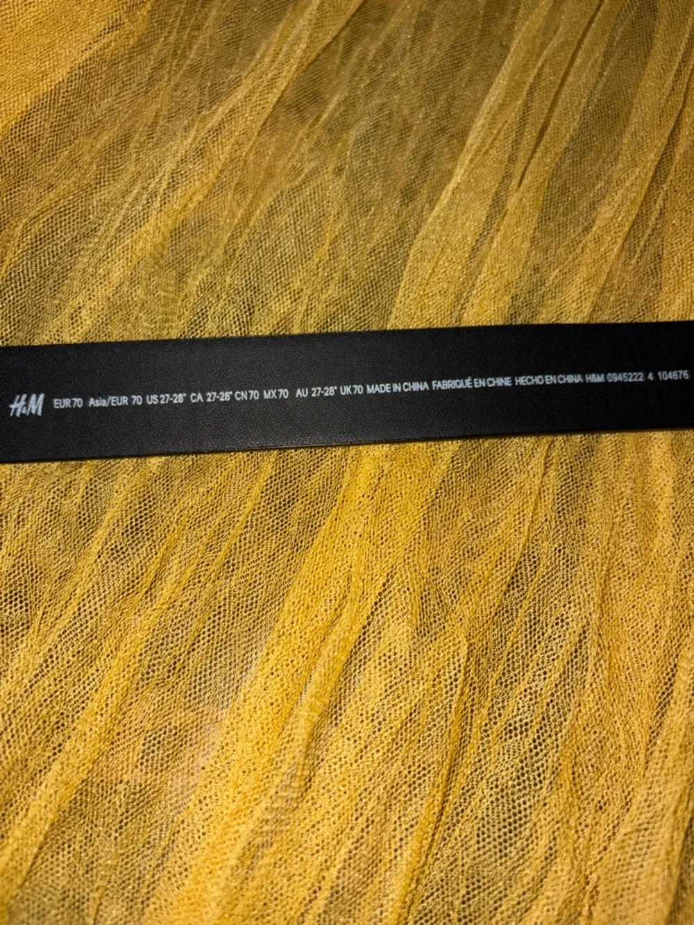 H&M Girls Black Belt with Double Gold Heart Buckle